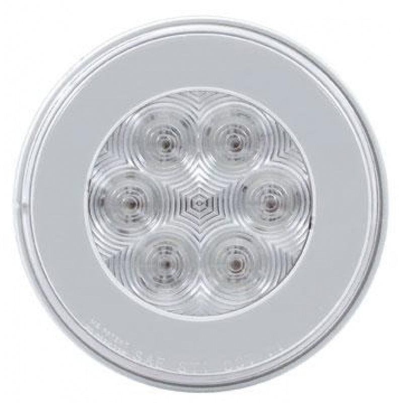 "Halo" Amber 4" round LED turn signal light - CLEAR lens