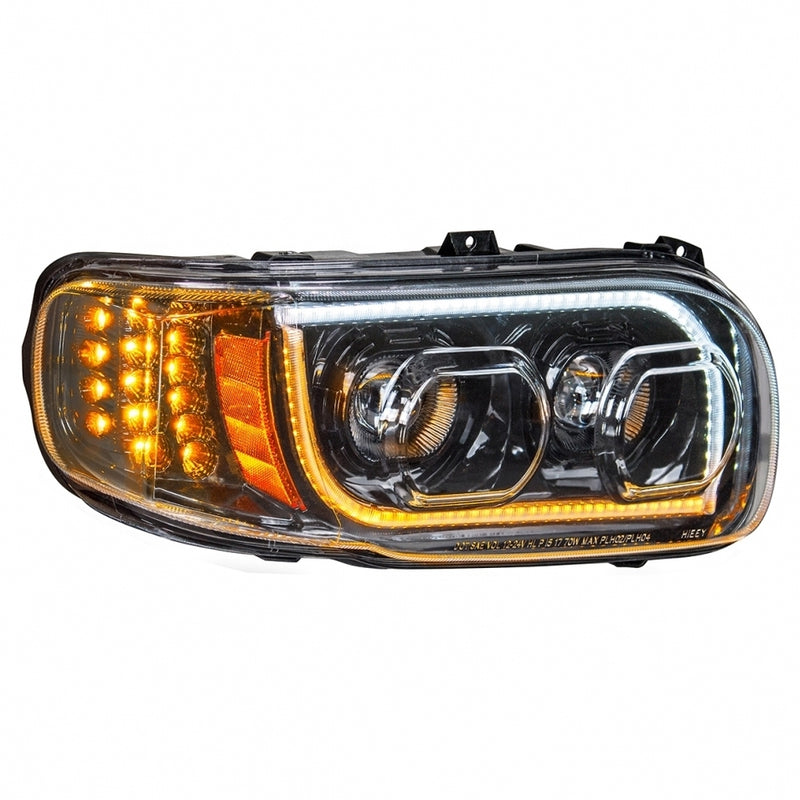 Peterbilt 388/389 / 567 projection-style "Blackout" ALL LED headlight w/turn signal/position bar
