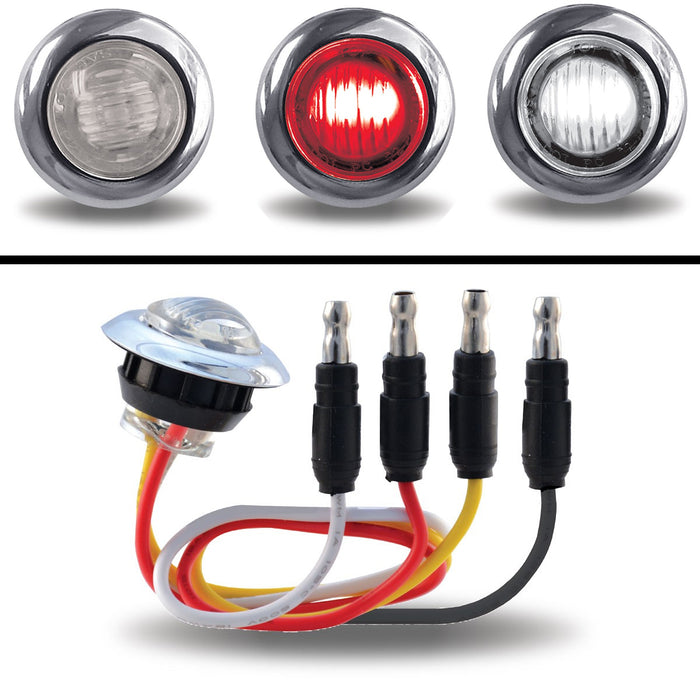Dual Revolution Red/White 1" mini button LED stop/turn/tail light - CLEAR lens