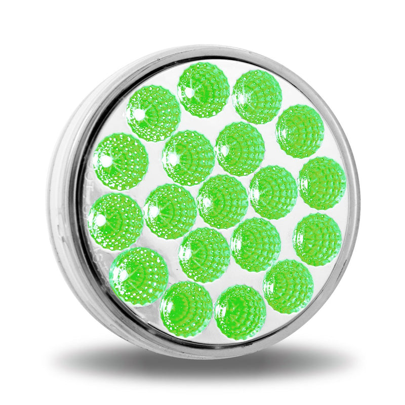 Dual Revolution Amber/Green 4" round 19 diode LED park/turn/clearance light - CLEAR lens