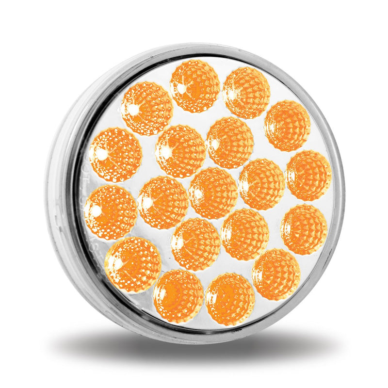 Dual Revolution Amber/Green 4" round 19 diode LED park/turn/clearance light - CLEAR lens