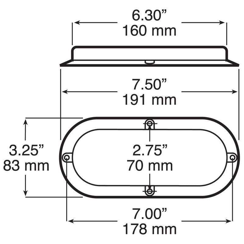 Piranha Red oval 10 diode LED stop/turn/tail flush mount light with chrome bezel