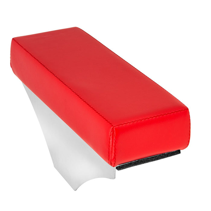 Red vinyl universal add-on armrest w/red stitching - SINGLE