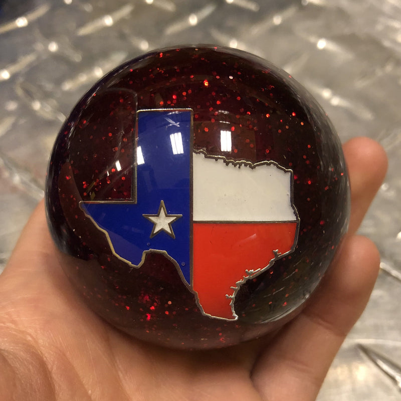Texas flag embedded logo 2.25" diameter round gear shift knob