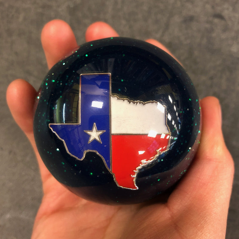 Texas flag embedded logo 2.25" diameter round gear shift knob