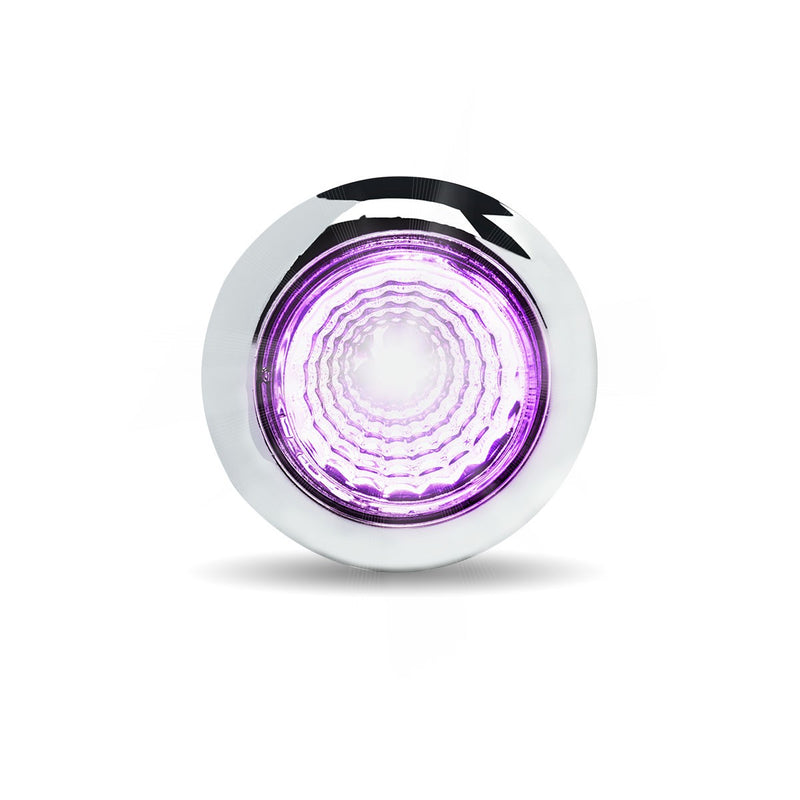 Dual Revolution Amber/Purple 1" mini button single-diode LED marker  + auxiliary light w/reflector, threaded back (3 wires)