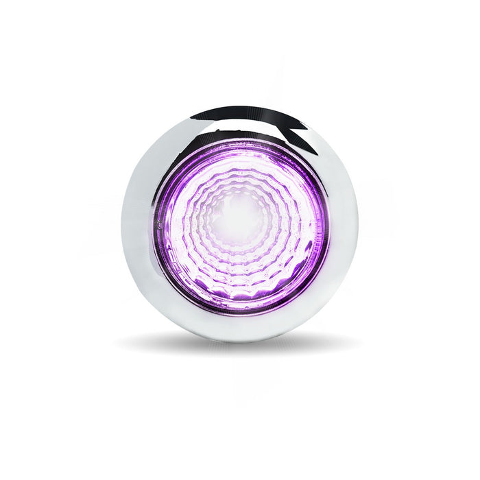 Dual Revolution Amber/Purple 1" mini button single-diode LED marker  + auxiliary light w/reflector, threaded back (3 wires)