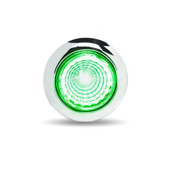 Dual Revolution Red/Green 1" mini button single-diode LED marker  + auxiliary light w/reflector, threaded back (3 wires)