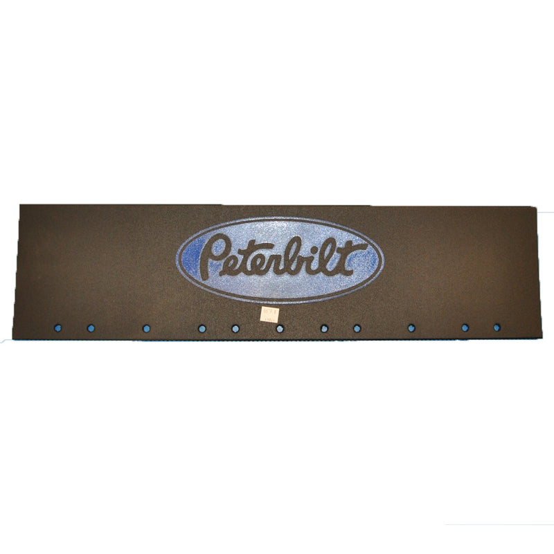 Peterbilt 24" x 6" black quarter fender mudflap w/blue stamped logo