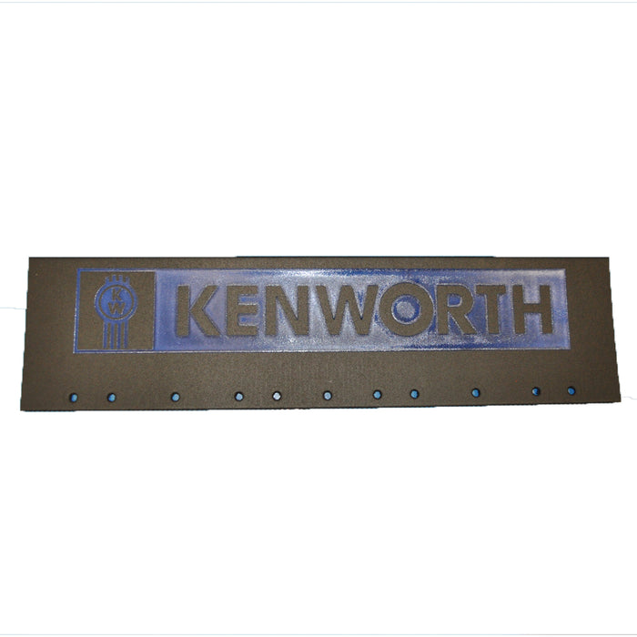 Kenworth 24" x 6" black quarter fender mudflap w/blue stamped logo
