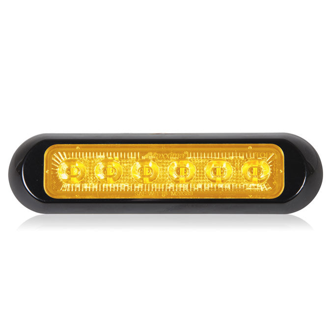 Maxxima Amber 6 diode 5.5" x 1.5" low profile surface mount LED strobe light - CLEAR lens