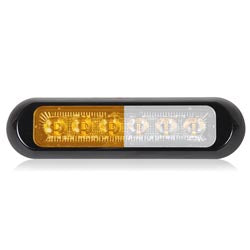 Maxxima Amber/White split-color 6 diode 5.5" x 1.5" low profile surface mount LED strobe light