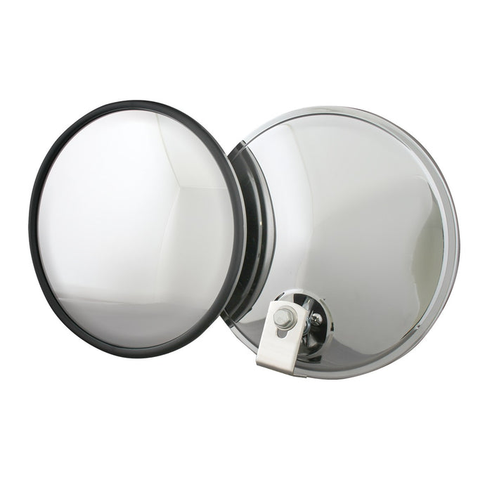 Chrome 8" convex mirror w/offset L-bracket