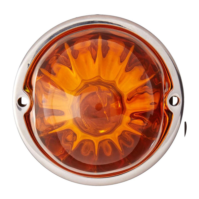 Watermelon style glass lens incandescent marker OR turn signal light w/surface mount base - SINGLE
