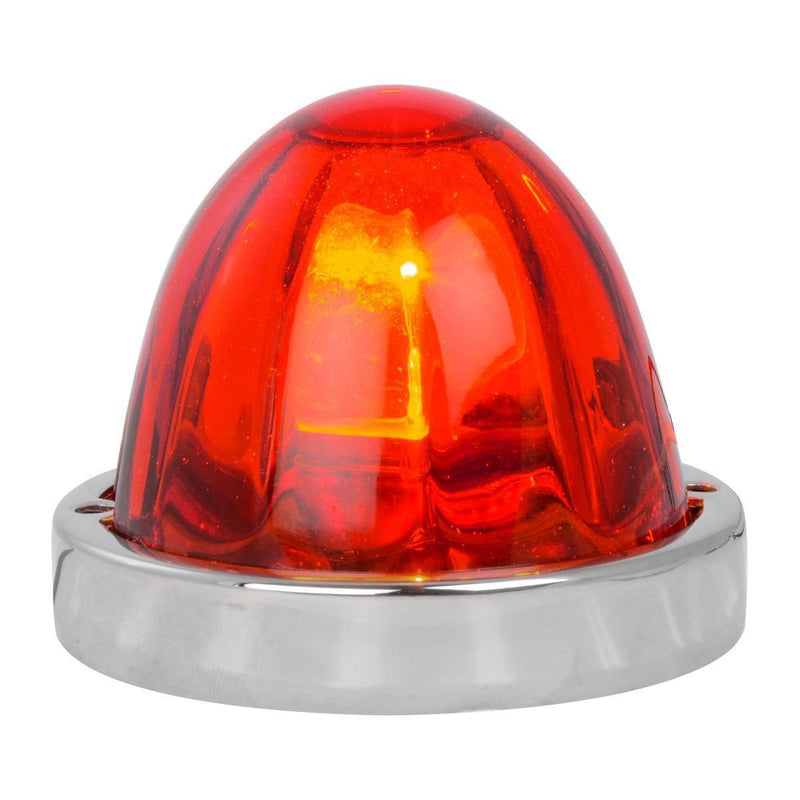Watermelon style glass lens incandescent marker OR turn signal light w/surface mount base - SINGLE