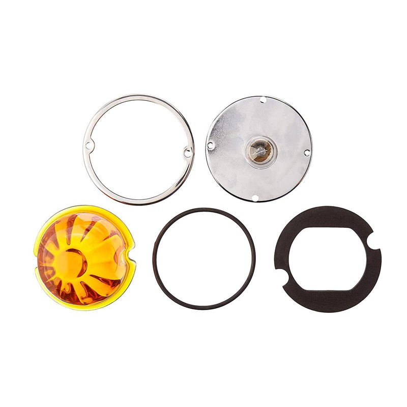 Watermelon style glass lens incandescent marker OR turn signal light w/surface mount base - SINGLE