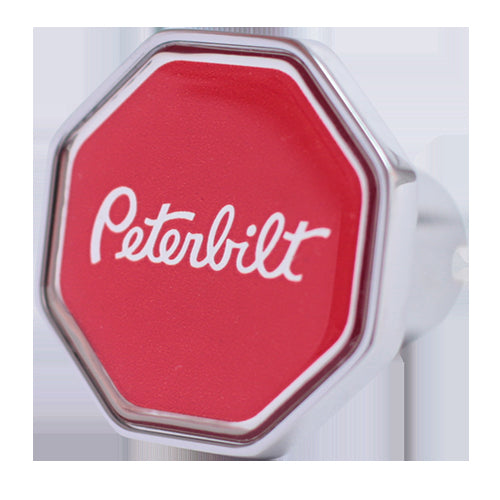 Peterbilt red logo chrome billet aluminum brake knob - SINGLE