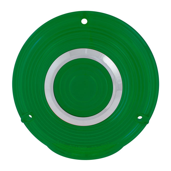 4" round plastic sleeper load light lens with chrome rim, 3 screw holes