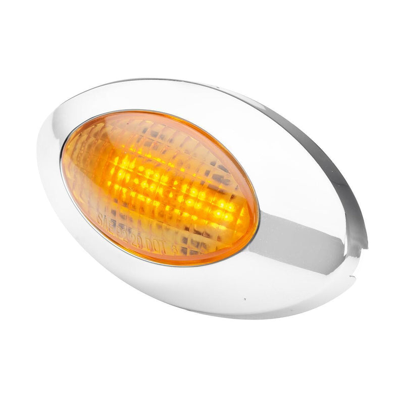 Amber 4 diode small oval y2k LED marker/turn signal light, CLEAR lens - 3 wire