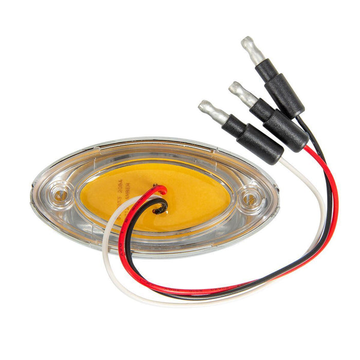 Amber 4 diode small oval y2k LED marker/turn signal light, CLEAR lens - 3 wire