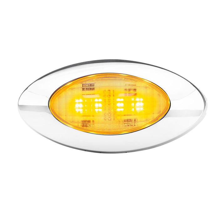 Amber 4 diode small oval y2k LED marker/turn signal light, CLEAR lens - 3 wire