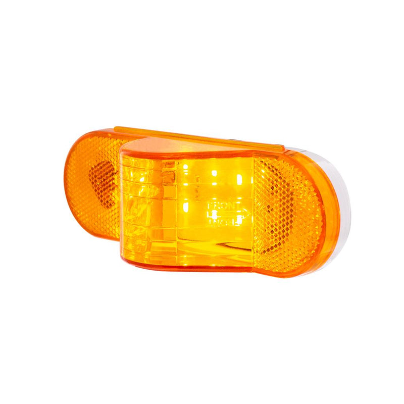 Amber oval 8 diode LED mid-trailer turn signal light w/hump