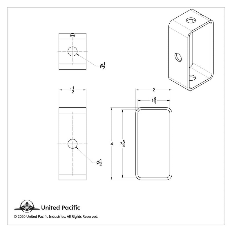 Stainless steel pedestal light mounting bracket - 4" x 1/2" x 2"