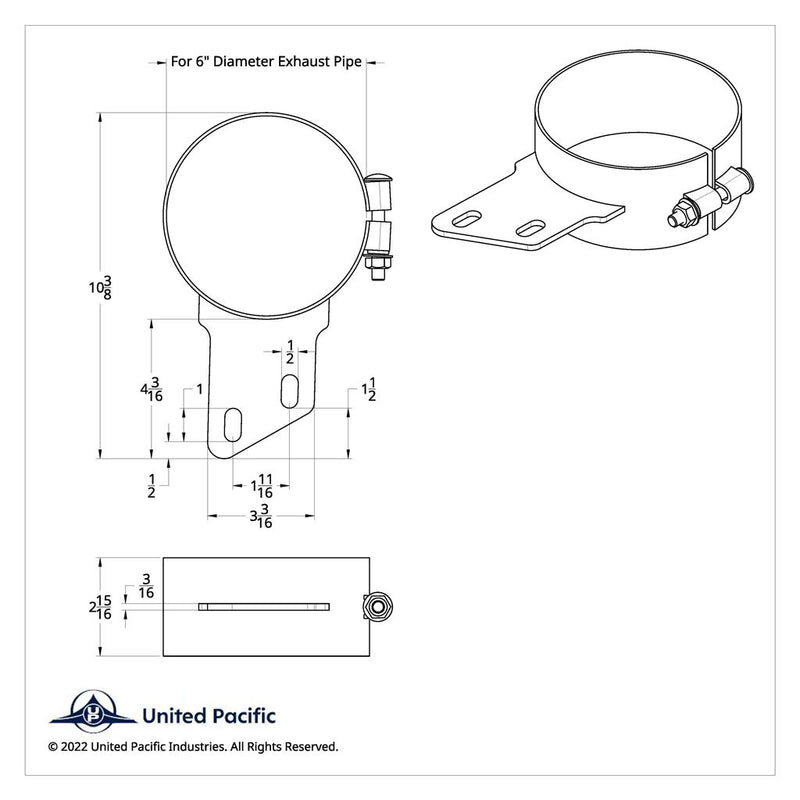 Peterbilt chrome wide band angled exhaust clamp for 6" diameter stack kits