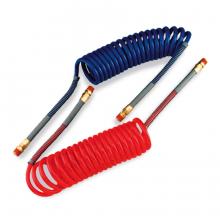15" Coiled nylon red & blue truck-to-trailer air hose assembly