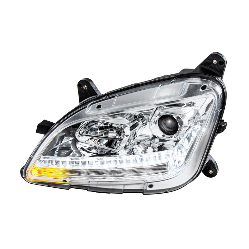 Peterbilt 579 projection-style halogen headlight assembly w/sequential LED turn signal - SINGLE