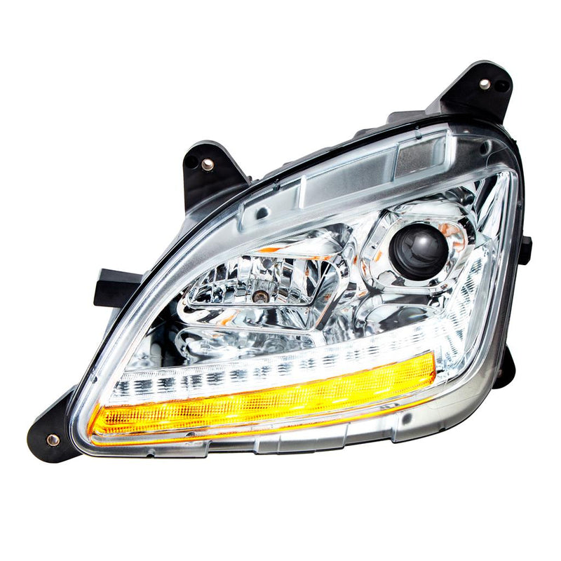 Peterbilt 579 projection-style halogen headlight assembly w/sequential LED turn signal - SINGLE