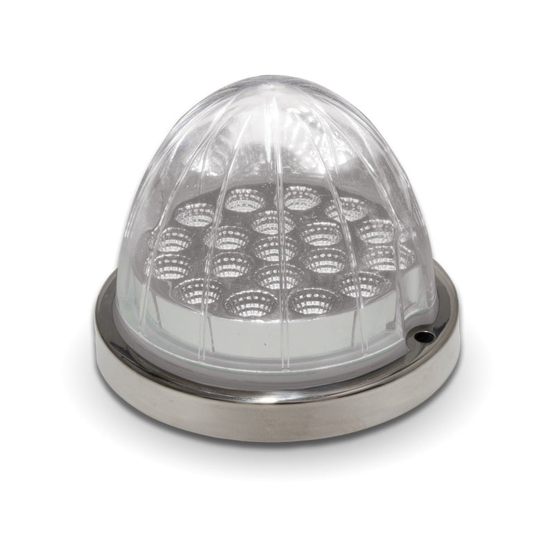 Dual Revolution Red/White 19 diode watermelon-style LED light w/base - CLEAR lens