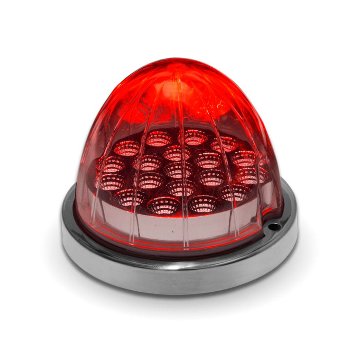 Dual Revolution Red/White 19 diode watermelon-style LED light w/base - CLEAR lens