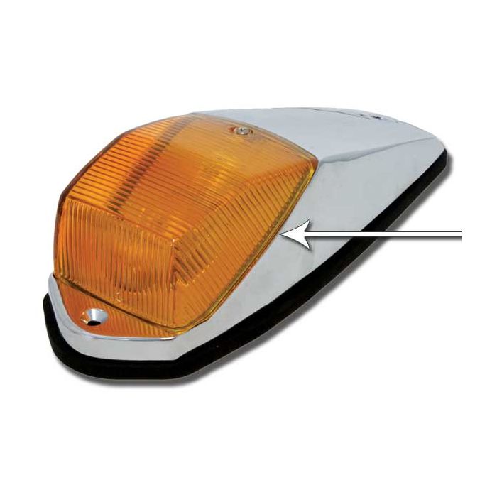 Amber plastic lens for Kenworth-style rectangular cab light