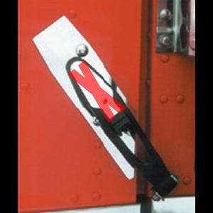 Peterbilt 379 stainless steel behind hood latch trims w/dimples - PAIR