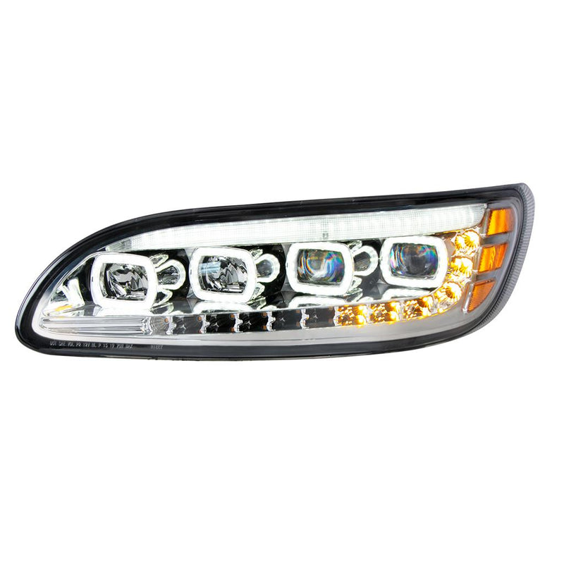 Peterbilt 386/387 2005-2015 chrome quad ALL LED headlight with sequential LED turn signal