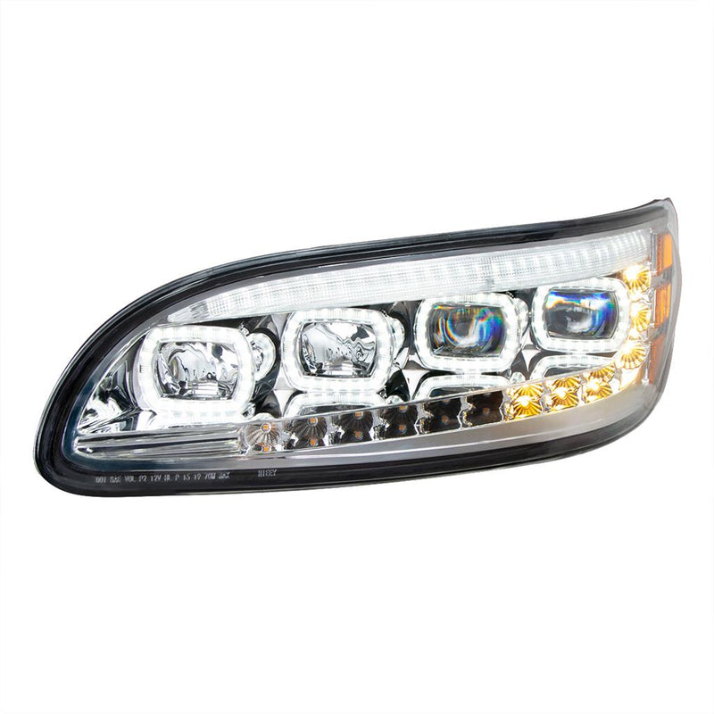 Peterbilt 386/387 2005-2015 chrome quad ALL LED headlight with sequential LED turn signal