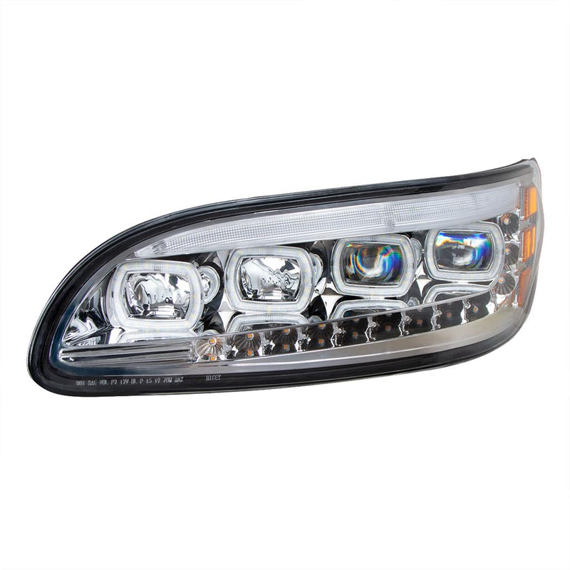 Peterbilt 386/387 2005-2015 chrome quad ALL LED headlight with sequential LED turn signal