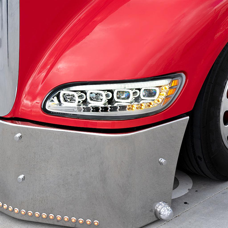 Peterbilt 386/387 2005-2015 chrome quad ALL LED headlight with sequential LED turn signal