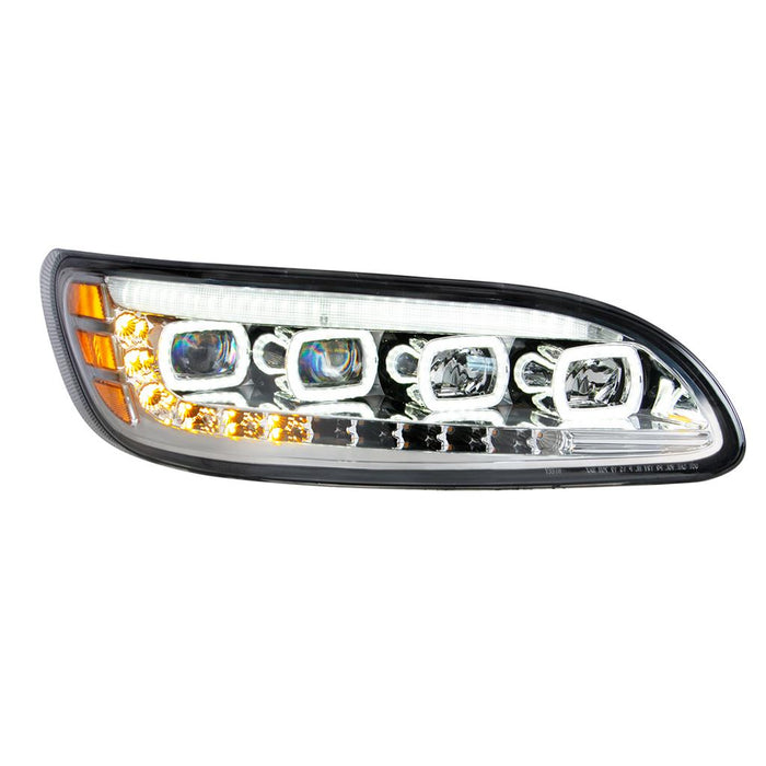 Peterbilt 386/387 2005-2015 chrome quad ALL LED headlight with sequential LED turn signal