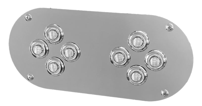 Peterbilt 359/379/389 or Kenworth W900L stainless steel above door dome light plate w/8 mini watermelon 3/4" light holes