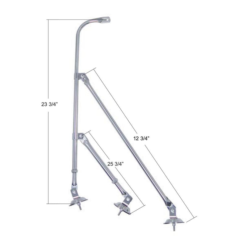 Stainless steel tripod fender mirror bracket set only - no mirror included, SINGLE