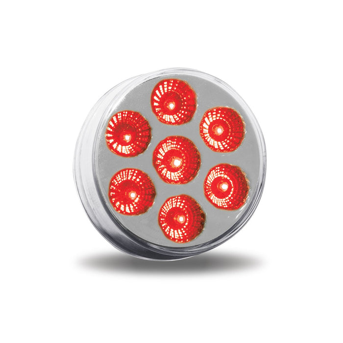 Dual Revolution Red/White 2.5" round 7 diode LED marker light - CLEAR lens
