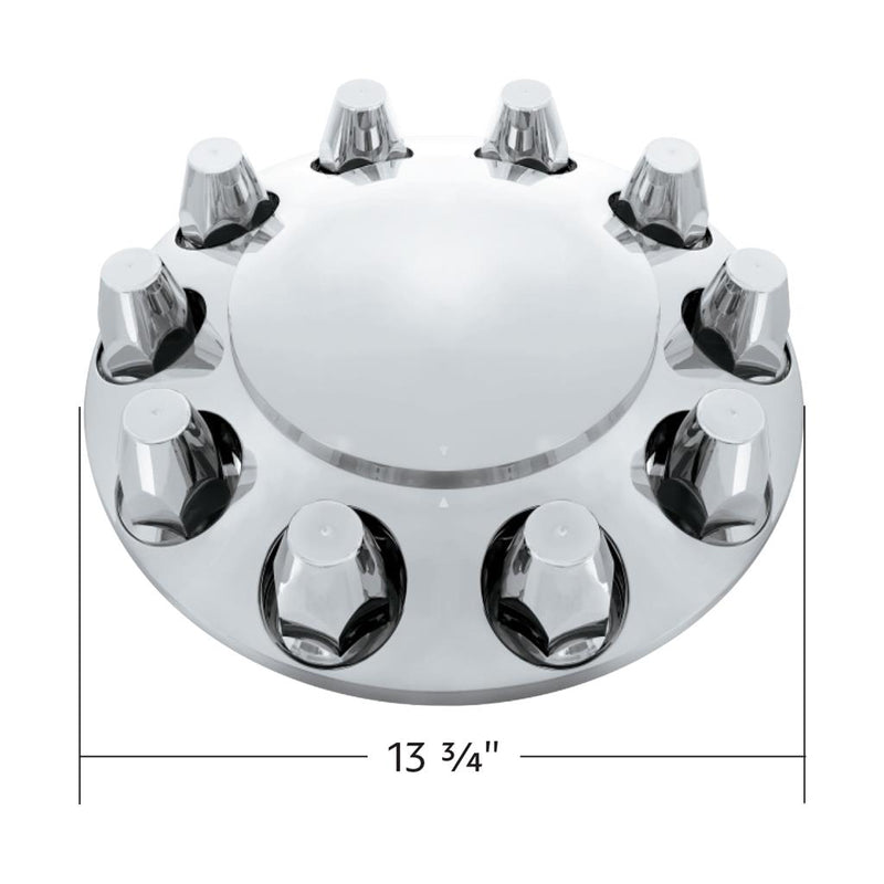 Chrome plastic front axle cover with 33mm push on lugnut covers - SINGLE