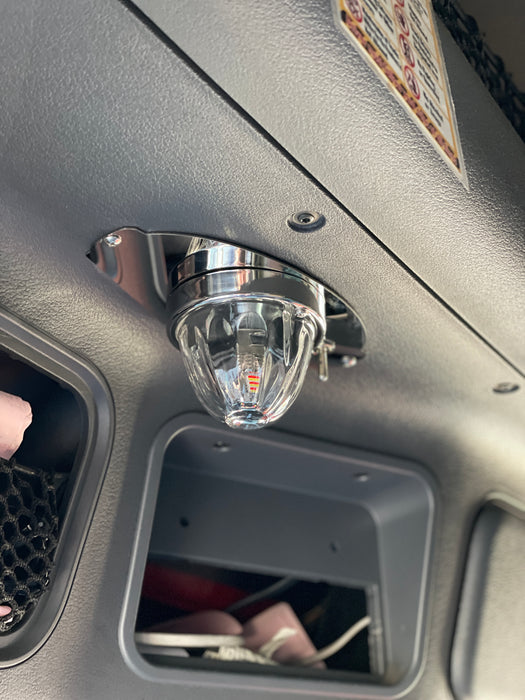 Freightliner Cascadia 2008-2018 stainless steel overhead dome light plate w/holes for 1 watermelon light and 1 toggle switch