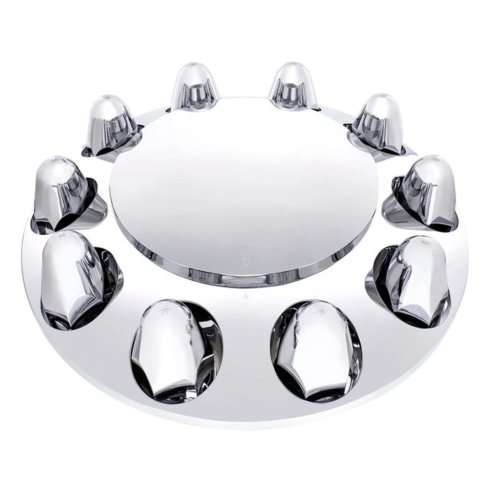 Chrome ABS plastic front axle cover w/ten 1-1/2" push on nut covers
