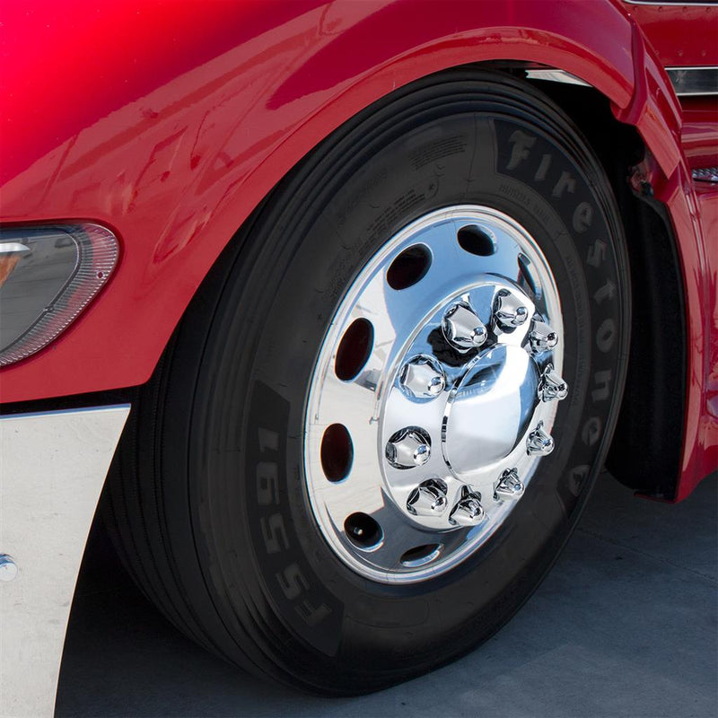 Chrome ABS plastic front axle cover w/ten 1-1/2" push on nut covers