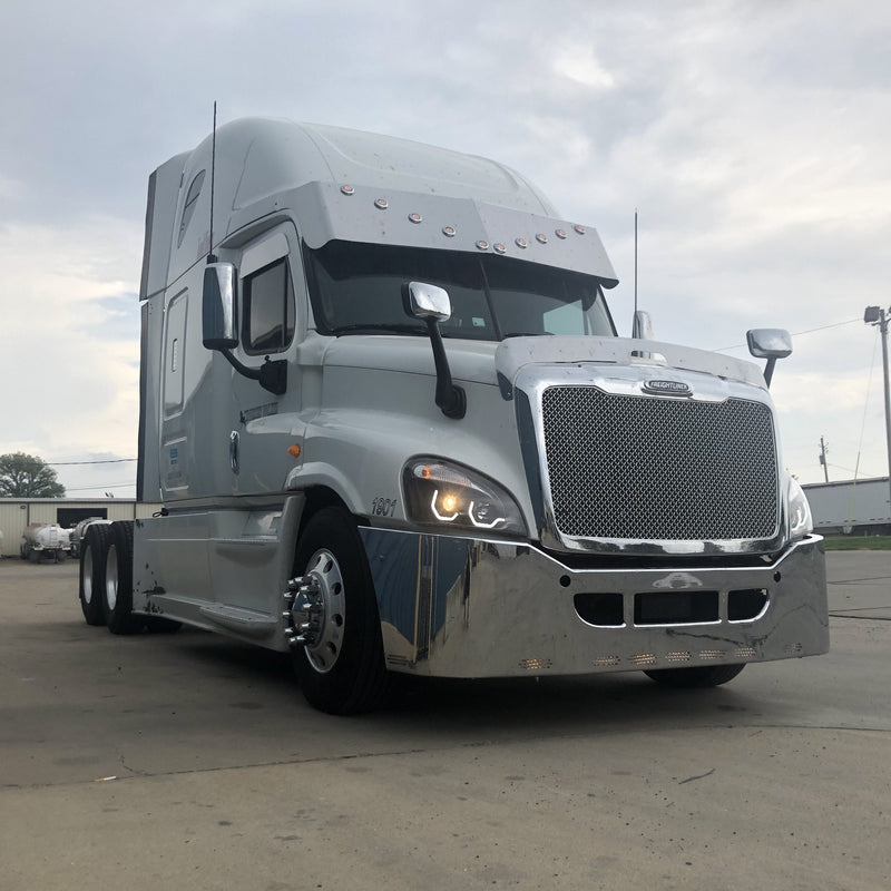 Freightliner Cascadia 2008-2017 22" chrome wraparound bumper w/9 "hidden" oval light holes