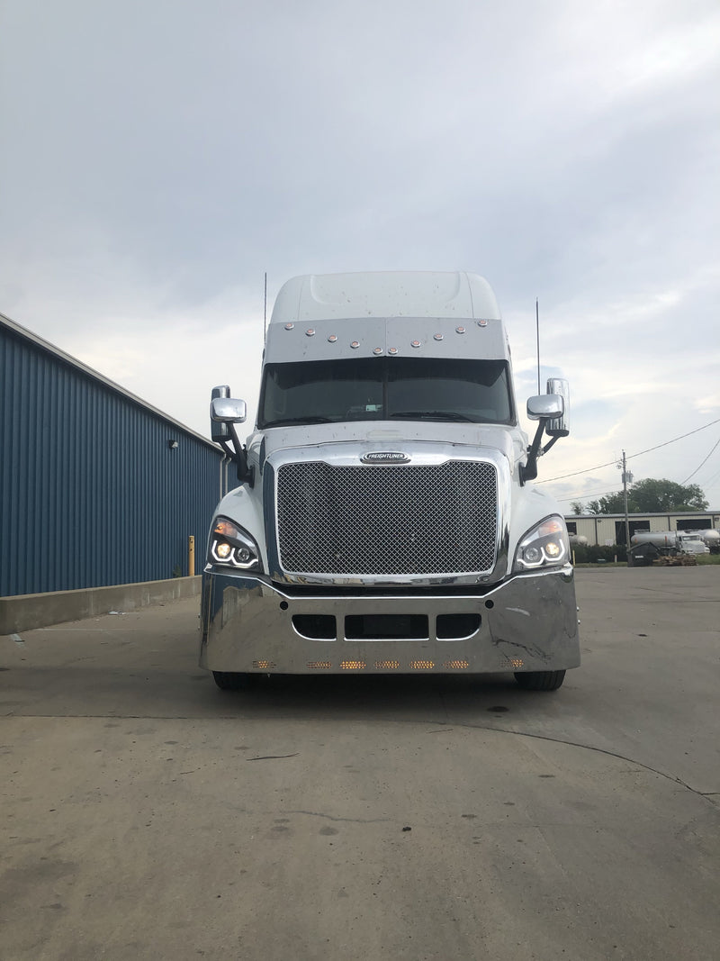 Freightliner Cascadia 2008-2017 22" chrome wraparound bumper w/9 "hidden" oval light holes