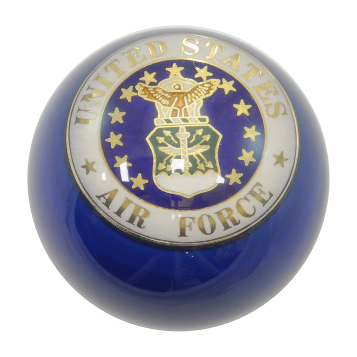 Blue w/Air Force embedded emblem 2.25" diameter round gear shift knob